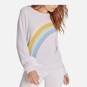 Women's Wildfox Baggy Beach Jumper in Muse Rainbow - Light Purple. Size Small